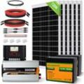 Eco-worthy - 3kWh Solarsystem 720W 24V mit Solar Wechselrichter und Batterie netzunabhängig für Wohnmobil: 6 120W Solarmodul + 2 Stücke 100Ah