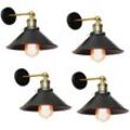 4x Metall Hotel Wandleuchte Industrial Retro Wandlampe Edison-Stil E27 Deckenlampe 22CM + 240° Drehung Schwarz & Antikes Messing