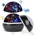 LED-Sternenhimmel-Projektor, Baby-Nachtlicht, Ocean World 2-in-1-Projektionslampe mit USB-Kabel (Schwarz) - Minkurow