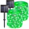 2er-Pack wasserdichte Solar-Lichterketten mit grünen LEDs für den Außenbereich mit 8 Modi, Kupferdraht für Baum, Garten, Hof, Terrasse,