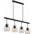 Hängeleuchte Industrial schwarz Hängelampe Vintage Pendelleuchte Hängelampe Esstisch, Metall Käfig Schirme, 4x led 7W 806Lm warmweiß, l 77 cm