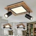 Etc-shop - Deckenleuchte Holz eckig Deckenlampe Wohnzimmer Spots Deckenleuchte schwarz, Strahler schwenkbar, 1x led 2x GU10 getrennt schaltbar,