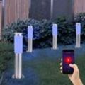 Etc-shop - 4er Set Smart Sockel Lampen Garten Außen Edelstahl Hof Einfahrt Steh Leuchten dimmbar im Set inkl. rgb led Leuchtmittel