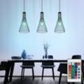 Globo - Hängelampe dimmbar mit Fernbedienung led Pendelleuchte Esstisch modern Esszimmerlampe 3-flammig,RGB Farbwechsel, Käfig-Design Industrial, 3x