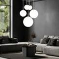 Globo - Hängelampe Esstisch Pendelleuchte modern Wohnzimmerlampe silber, Hängeleuchte 5-flammig Design Glas Kugel opal, Metall, 5x E27 Fassung, DxH