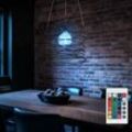 Hängelampe dimmbar mit Fernbedienung led Hängeleuchte Pendelleuchte schwarz Esszimmerlampe Esstischlampe, rgb Farbwechsel, Metall spiralförmig , 8,5W