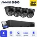 Annke - 5MP Kit Caméra de Surveillance 8CH dvr Home 4Caméras Vision Nocturne IP66 app à Distance cctv Video Set -1TB hdd