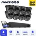 Annke - 5MP Kit Caméra de Surveillance 8CH dvr 8Caméras Smart ir Vision Nocturne IP66 app à Distance cctv Video Set -1TB hdd