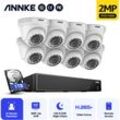 Annke - 5MP Kit de vidéosurveillance 8CH dvr 8Caméras Smart ir Vision Nocturne IP66 Étanche app à Distance Sécurité Set-1TB hdd