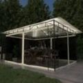 Maisonchic - Pavillon Familienzelt Zelt für Camping/Markt/Festival Gartenpavillon mit Moskitonetz & LED-Lichterkette 4x3x2,73m Cremeweiß XDGN600868