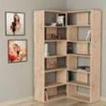 Molly Modernes Eck-Mehrzweck-Bücherregal Display Unit No.4 Eiche Natur Hoch 178.6cm - Oak - Decortie