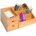 Homcom - Schreibtischorganizer Aufbewahrungsbox Büro Box Organisation 2 Schubladen Natur L33 x B20,5 x H15,5 cm