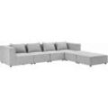 Modulares Sofa Domas xxl - Couch für Wohnzimmer - 2 Ottomanen, Armlehnen & Kissen - Ecksofa Eckcouch Ecke - Wohnlandschaft Stoff Hellgrau - Juskys