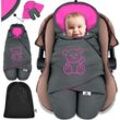 KIDIZ® Baby Einschlagdecke Winter mit Kapuze +Tasche Babyeinschlagdecke Universal für Babyschale Autositz z.B. für Maxi-Cosi Römer für Buggy Babybett