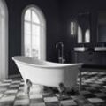 Freistehende Badewanne PARIS Acryl Weiß glänzend - 176 x 71 cm - Metallfüße & Standarmatur wählbar