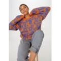 Hessnatur Strickpullover Jacquard Oversize aus reiner Bio-Baumwolle (1-tlg), orange