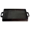 Gusseisen-Grillplatte, robust, beidseitig verwendbar, quadratisch, schwarz, 38x38cm