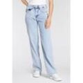 Straight-Jeans HERRLICHER "Gila Sailor Long Light Denim" Gr. 34, Länge 32, blau (paradieso) Damen Jeans Gerade
