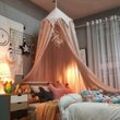 Freosen - Kinderbetthimmel, Baby-Himmelbett, Kuppelzelt mit Sternengirlande, Dekoration für Kinderzimmer, Rosa