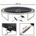 Trampolin Sprungmatte ø 257 cm für Trampoline mit ø 305 cm, 72 Ösen und 165 mm Federlänge Sprungtuch 150 kg belastbar 9-Fache Naht Polypropylen inkl.