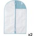 CALICOSY - onze set van 2 witte en blauwe kledinghoezen - H90 cm