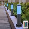 4x RGB LED Außen Steh Leuchten anthrazit FERNBEDIENUNG Edelstahl Garten Sockel Lampen DIMMBAR