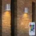 2er Set Außen Wand Lampe Balkon Leuchte Dimmer Fernbedienung im Set inklusive RGB LED Leuchtmittel