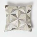 Fellkissen 45 x 45 cm geometrisch - Patchwork Kissen aus Fell & Leder mehrfarbig-grau - Homescapes