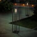 Standlampe Stehleuchte Außen Garten Aluminium Aussen Sockelleuchte Wegleuchte schwarz, matt klar, 1x E27, LxBxH 15x15x80 cm, 2er Set