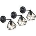 Axhup - Wandleuchte, Wand Lampe, Im Industrial Stil, Diamant Käfig, E27 Fassung, 3 Stück (Schwarz)