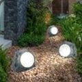 Globo - Gartendeko Lampen Steinoptik Solarlampen für Außen Garten led Terrassen Dekoration Solar, Kunststoff grau, 2x led 3000K, LxBxH 16,5x12,3x10,5