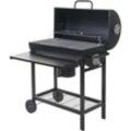 Neuwertig] Grillwagen HHG 351, Holzkohlegrill Standgrill Gartengrill mit Deckel Ablage, Stahl 103x93x70cm schwarz