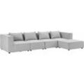 Juskys - modulares Sofa Domas xl - Couch für Wohnzimmer - 4 Sitzer - Ottomane, Armlehnen & Kissen - Ecksofa Eckcouch Ecke - Wohnlandschaft Stoff