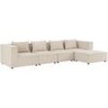 Juskys - modulares Sofa Domas xl - Couch für Wohnzimmer - 4 Sitzer - Ottomane, Armlehnen & Kissen - Ecksofa Eckcouch Ecke - Wohnlandschaft Cord Beige