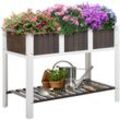 Outsunny - Hochbeet Pflanztisch Gartenarbeitstisch hölzerne Gartenbeete für Gemüse Blumen, Pflanzkübel mit Regal, 119 x 57 x 89 cm, Tanne, nicht