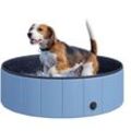 Pawhut - Hundebadewanne faltbar Badewanne Hundepool Plantschbecken Swimmingpool Wasserbecken für Hunde und Katzen Schwimmbecken Kunststoff+Holz Blau