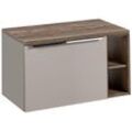 Lomadox - Waschtischunterschrank 80cm mit Regal PUEBLA-56-TAUPE in taupe mit Vintage Oak, b/h/t ca.: 80,4/48,5/46 cm