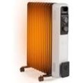 Costway - 2500W Ölradiator 11 Rippen Heizkörper 5-35℃ elektrische Heizung 3 Heizstufen mobil mit Räder, Überhitzungsschutz Weiß