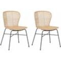 Rattanstuhl 2er Set Sandbeige Rattan/Metall Innenbereich Modern