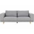 Beliani - Sofa Hellgrau Stoffbezug 220 cm Lang 3-Sitzer mit Holzbeinen Breite Armlehnen Skandinavisch Modern Wohnzimmer Ausstattung Sitzmöbel