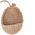 Wanddekoration Korb Apfelform Naturfarben aus Rattan 40 cm Geflochten Natürliche Dekoration für Kinderzimmer