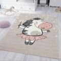 Kinderteppich kinderzimmer Teppich Pummelzebra Spiel Zimmer für Kinder Flauschig Beige,80x150 cm