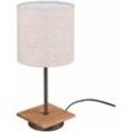 Textil Schreib Nacht Tisch Leuchte Lese Holz Lampe Wohn Zimmer Beleuchtung braun antik