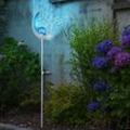 Led Solar Außen Steck Erdspieß Lampe Flammen Effekt silber Garten Glas Kugel blau Hof Deko Leuchte