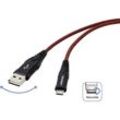 USB-Kabel usb 2.0 usb-a Stecker, USB-Micro-B Stecker 1.00 m Schwarz/Rot Extrem robuste Gef - Toolcraft