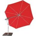 Doppler - Sonnenschirm/ Ampelschirm Protect 400 Pendel ø 400 cm, rot, inkl. 4 Granitplatten, Bezug aus 100% Polyester, Gestell aus Aluminium, 41,4 kg