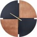 Beliani - Wanduhr Heller Holzfarbton und Schwarz MDF-Platte Rund ø 60 cm Ohne Ziffernblatt Modern für Wohnzimmer Küche Schlafzimmer Wanddekoration