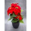 Spetebo - Künstlicher Weihnachtsstern im schwarzen Topf - 40 cm - Kunstblume Poinsettia in naturgetreuer Nachbildung