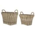 IB Laursen Rattan Korbsatz oval mit Henkeln, 2er Set