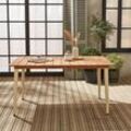 sweeek - Gartentisch aus Holz und Metall 6 Plätze - Elfenbein